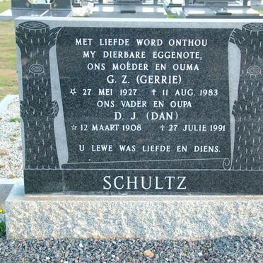 SCHULTZ D.J. 1908-1991 &amp; G.Z. 1927-1983