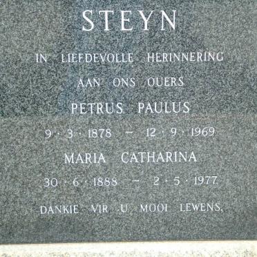 STEYN Petrus Paulus 1878-1969 &amp; Maria Catharina 1888-1977