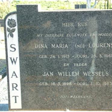 SWART Jan Willem Wessels 1898-1963 &amp; Dina Maria LOURENS 1913-1961