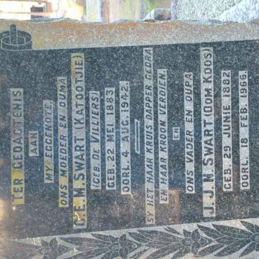 SWART J.J.N. 1992-1966 &amp; C.E.M. DE VILLIERS 1883-1942