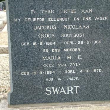 SWART Jacobus Nicolaas 1884-1966 &amp; Maria M.E. VAN ZYL 1894-1970