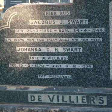 SWART Jacobus J. 1866-1944 &amp; Johanna C.H. DE VILLIERS 1870-1954