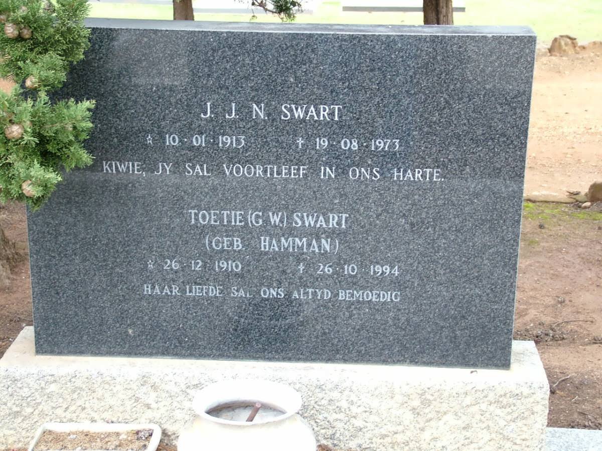 SWART J.J.N. 1913-1973 &amp; G.W. HAMMAN 1910-1994