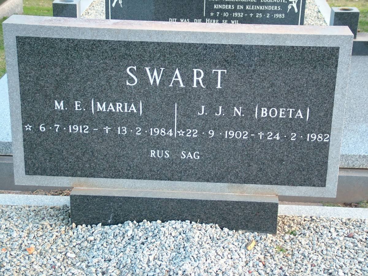 SWART J.J.N. 1902-1982 &amp; M.E. 1912-1984