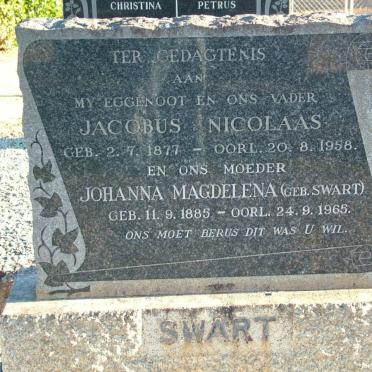 SWART Jacobus Nicolaas 1877-1958 &amp; Johanna Magdelena SWART 1885-1965