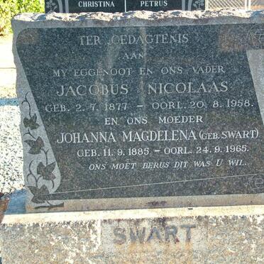 SWART Jacobus Nicolaas 1877-1958 &amp; Johanna Magdelena SWART 1885-1965