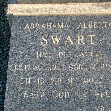 SWART Marthinus Rensburg 1896-1957 &amp; Abrahama Alberta DE JAGER 1901-1978 :: AGGENBACH Martiene nee SWART 193?-20??