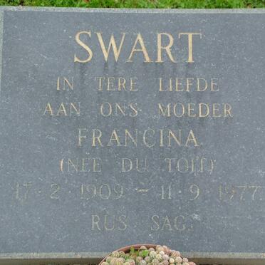 SWART Francina nee DU TOIT 1909-1977