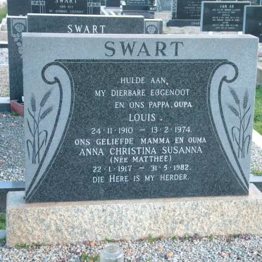 SWART Louis 1910-1974 &amp; Anna Christina Susanna MATTHEE 1917-1982