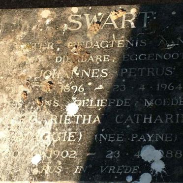 SWART Johannes Petrus 1896-1964 &amp; Magrietha Catharina Payne 1902-1988