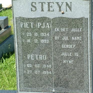 STEYN P.J.A. 1934-1993 &amp; Petro 1940-1994