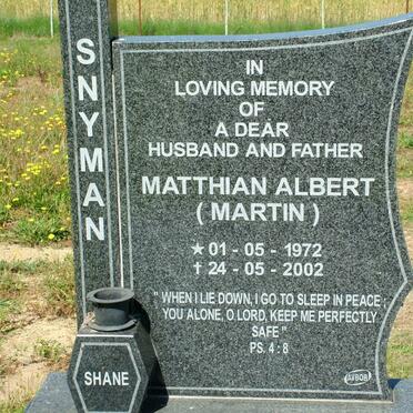 SNYMAN Matthian Albert 1972-2002