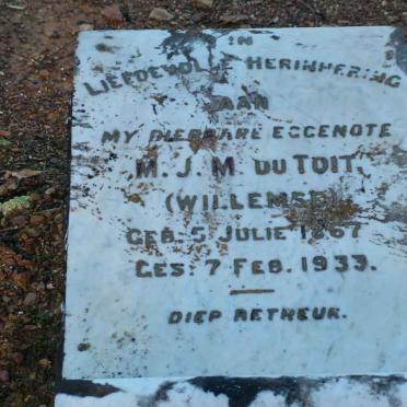 TOIT M.J.M., du nee WILLEMSE 1867-1933