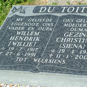 TOIT Willem Hendrik, du 1917-1991 &amp; Gezina Christina 1923-2008