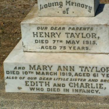 TAYLOR Henry -1915 &amp; Mary Ann -1919 :: TAYLOR Edith :: TAYLOR Charlie