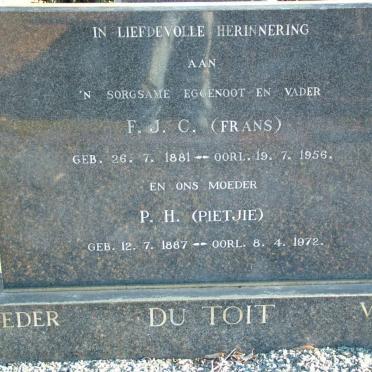 TOIT F.J.C., du 1881-1956 &amp; P.H. 1887-1972