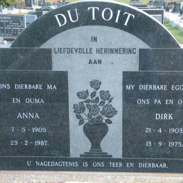 TOIT Dirk, du 1903-1975 &amp; Anna 1905-1987