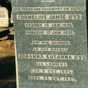 UYS Cornelius Janse 1876-1936 &amp; Johanna Susanna LOURENS 1875-1953