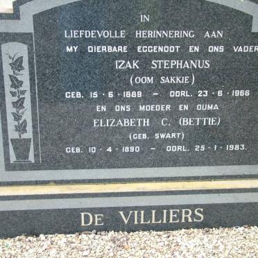 VILLIERS Izak Stephanus, de 1889-1966 &amp; Elizabeth C. SWART 1890-1983