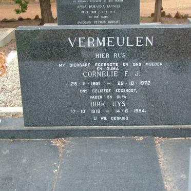 VERMEULEN Dirk Uys 1916-1984 &amp; Cornelie F.J. 1921-1972