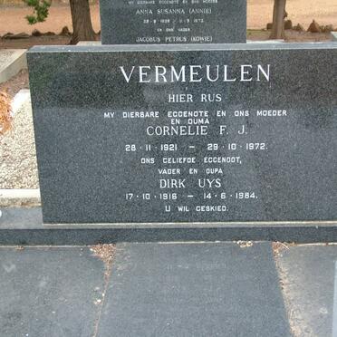 VERMEULEN Dirk Uys 1916-1984 &amp; Cornelie F.J. 1921-1972
