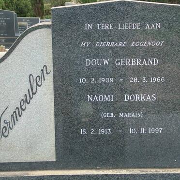 VERMEULEN Douw Gerbrand 1909-1966 &amp; Naomi Dorkas MARAIS 1913-1997