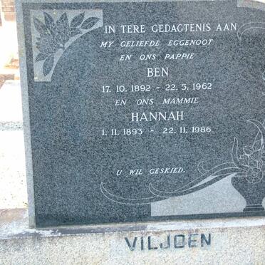 VILJOEN Ben 1892-1962 &amp; Hannah 1893-1986