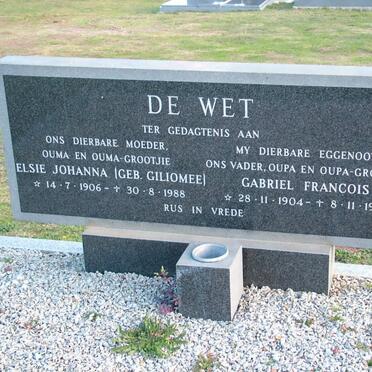 WET Gabriel Francois, de 1904-1983 &amp; Elsie Johanna GILIOMEE 1906-1988