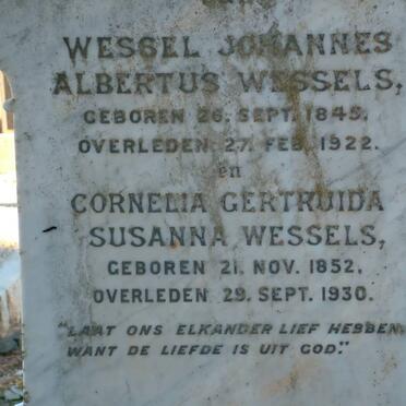 WESSELS Wessel Johannes Albertus 1845-1922 &amp; Cornelia Gertruida Susanna 1852-1930