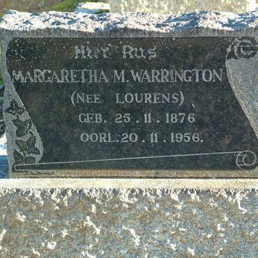 WARRINGTON Margaretha M. nee LOURENS 1876-1956