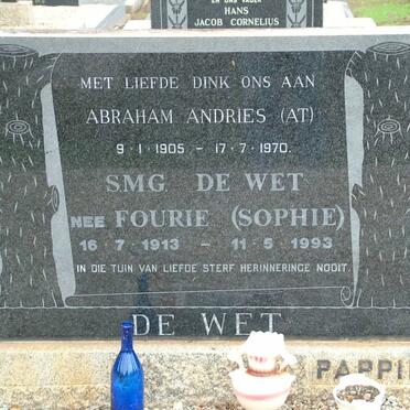 WET Abraham Andries, de 1905-1970 &amp; S.M.G. FOURIE 1913-1993