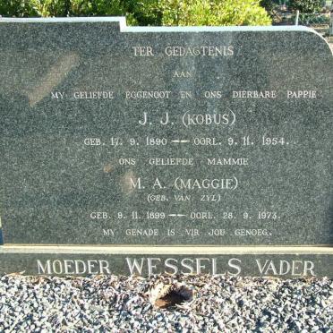 WESSELS J.J. 1890-1954 &amp; M.A. VAN ZYL 1899-1973