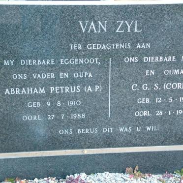 ZYL Abraham Petrus, van 1910-1988 &amp; C.G.S. 1911-1997