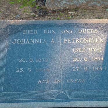 ?? Johannes A. 1872-1964 &amp; Petronella J. UYS 1974-1942