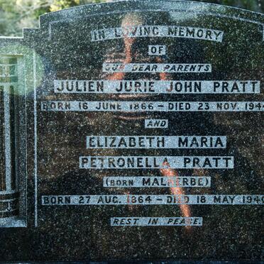 PRATT Julien Jurie John 1866-1944 &amp; Elizabeth Maria Petronella MALHERBE 1864-1940