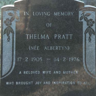 PRATT Thelma nee ALBERTYN 1905-1976