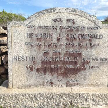 GROENEWALD Hendrik J. 1873-1946 &amp; Hester WILSON 1873-1949