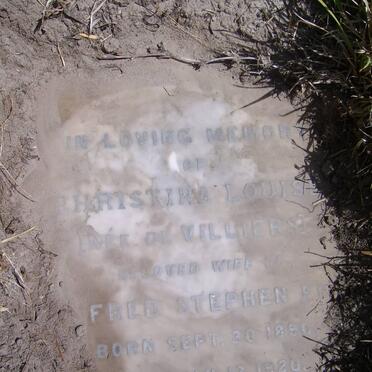 FRY Christina Louise  nee DE VILLIERS 1890-1920