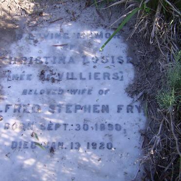 FRY Christina Louise nee DE VILLIERS 1890-1920