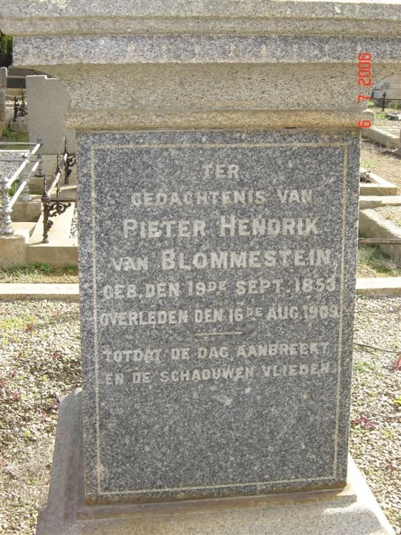 BLOMMESTEIN Pieter Hendrik, van 1853-1909