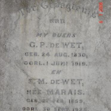 WET G.P., de &amp; S.M. MARAIS 1859-1925