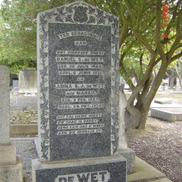 WET Daniel S., de &amp;  Anna S.J. MARAIS 1857-1934