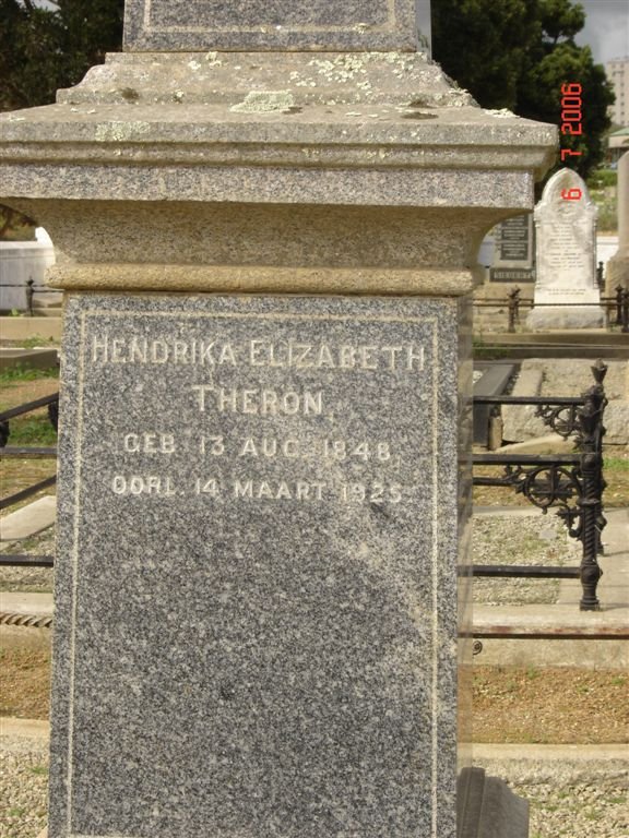 THERON  Hendrika Elizabeth 1848-1925