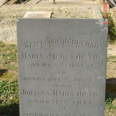 VOS Maria Jacoba, de 1871-1874 &amp; Johanna Maria DE VOS 1867- 1875