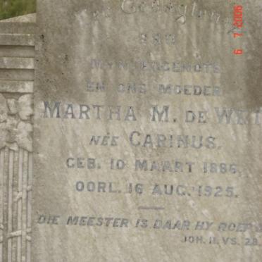 WET Martha M., de nee CARINUS 1886-1925