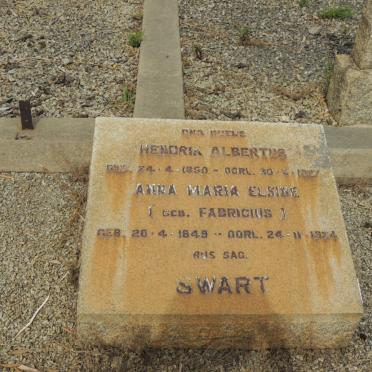 SWART Hendrik Albertus 1850-1927 &amp; Anna Maria  Elsibe FABRICIUS 1849-1924