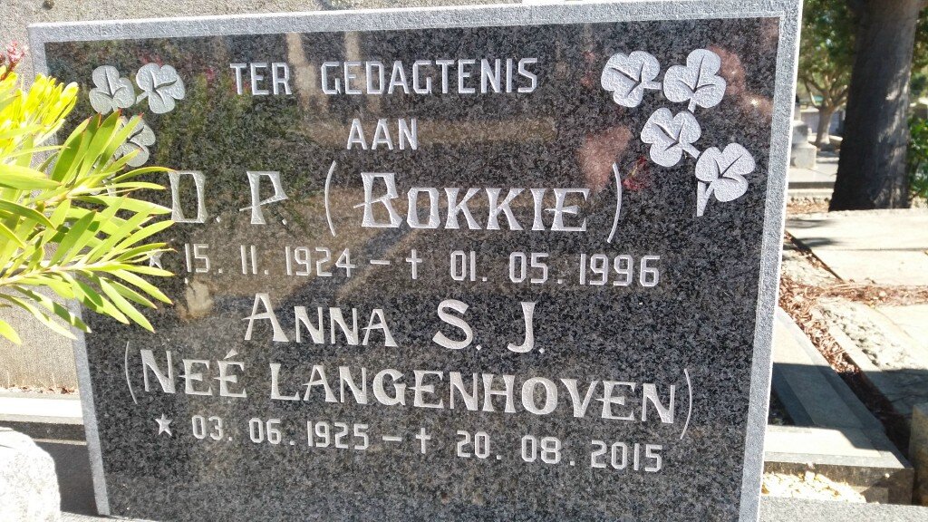 MILNE David P. 1924-1996 &amp; Anna S.J. LANGENHOVEN 1925-2015