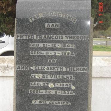 THERON Pieter Francois 1847-1895 &amp; Annie Elizabeth DE VILLIERS 1849-1934