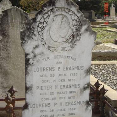 ERASMUS Lourens P. 1793-1855 :: ERASMUS Pieter H. 1836-1872 :: ERASMUS Lourens P.H. 1862-1865