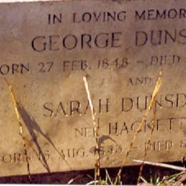 DUNSDON George 1848-1910 &amp; Sarah HACKETT 1853-1942